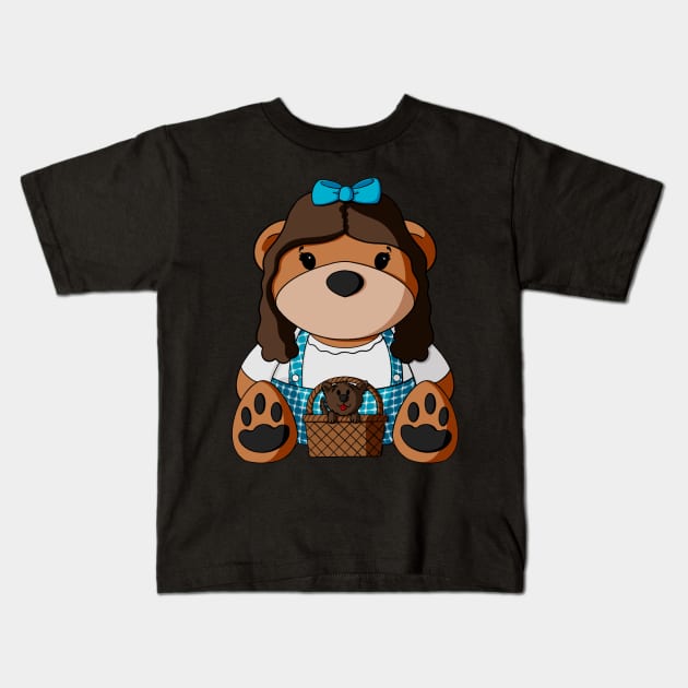 Oz Dorothy and Toto Teddy Bear Kids T-Shirt by Alisha Ober Designs